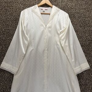 Vintage Oscar de la Renta Pink Label Satin Polka Dot Sleepwear Robe Gown Small